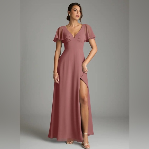 Azazie Dresses & Skirts - Azazie Kimber in desert rose Maxi Dress size A8